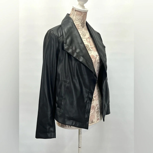 CHASER Black faux leather waterfall jacket size‎ S - Picture 7 of 12